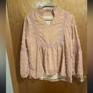 Women's Pink Embroidered Top